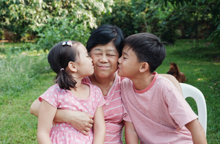 Grandmother and grandchildren